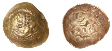 British Iron Age, CORIELTAUVI, Uninscribed issues, gold Quarter-Stater, Lindsey Scyphate...