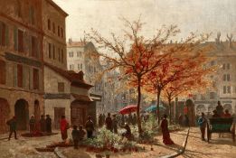 CASTAN, GUSTAVE ELISÉE JULES: Scène de rue à Genève.