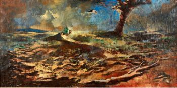 BOSSHARD, RODOLPHE THÉOPHILE: "Roulotte en bord de mer".