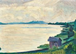 GEIGER, ERNST SAMUEL: Blick auf den Bielersee bei Schafis.