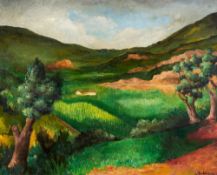 TSCHARNER, JOHANN WILHELM VON: "Walliser Landschaft bei Sierre".