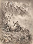 PORET, XAVIER DE: Chamois reposant.