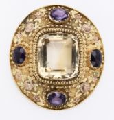 Citrin-Amethyst-Brosche/Anhänger um 1880