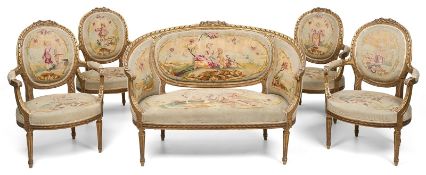 5-tlg. Louis-XVI-Stil-Sitzgarnitur, Frankreich um 1870