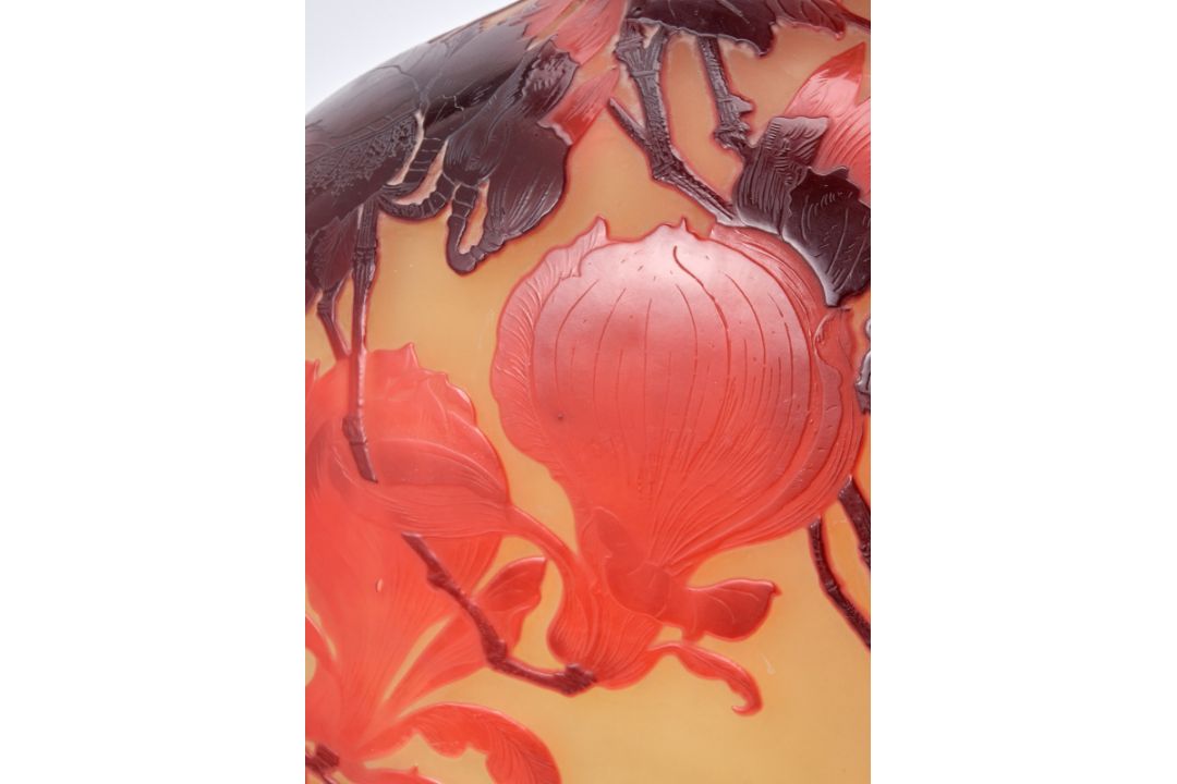 Gr. Vase "Magnolie", Jugendstil, Gallé um 1900. - Bild 6 aus 8