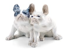 Zwei französische Bulldoggen-Welpen, Royal Copenhagen vor 1923.