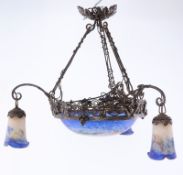 Jugendstil-Deckenlampe, Jean Noverdy, Frankreich um 1910