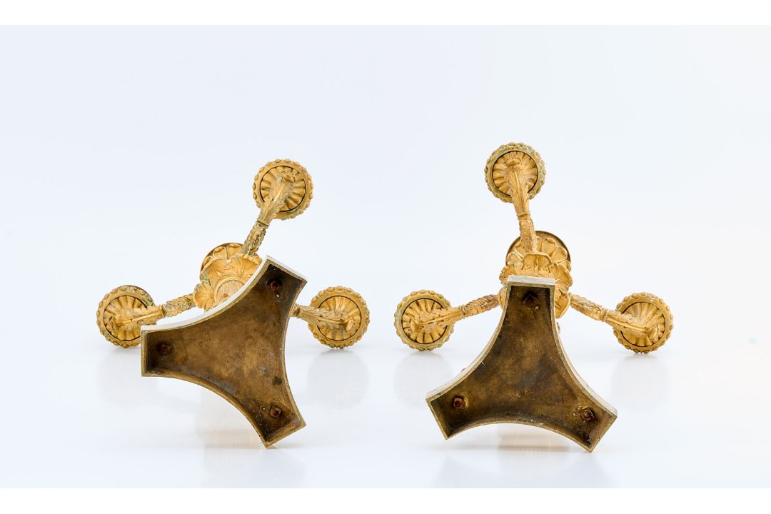 Paar gr. 4-flamm. Leuchter, Empire, um 1810. - Bild 2 aus 5