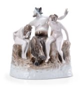 "Die Sünde"/ Faun mit zwei Nymphen, Jugendstil, Rosenthal um 1913.