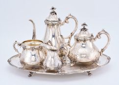 5-tlg. Kaffee-/ Tee-Service, Historismus, deutsch Ende 19. Jh.