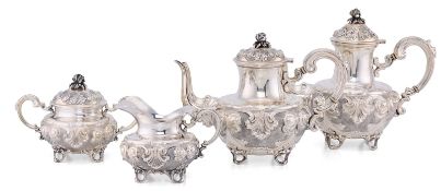 4-tlg. Kaffee-/ Tee-Kernstück, Barock-Stil, Italien 20. Jh.