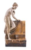 "Vor dem Bade"/ Frau an Brunnen, Jugendstil, Goldscheider um 1910.