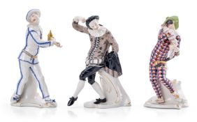 Satz von 3 Figuren aus der "Commedia dell´ Arte", Nymphenburg wohl Anf. 20. Jh.