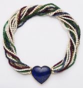 Halbedelstein-Collier mit Herz
