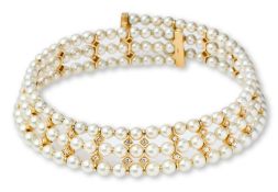 Perlen-Choker mit Brillanten