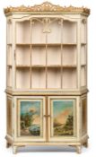Barock-Stil-Schrank m. Vitrinenaufsatz, wohl Italien Anfang 19. Jh.