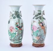 Paar gr. Vasen "Vogeldekor", China wohl 19. Jh.