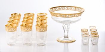Kl. Glas-Garnitur, St. Louis 2. Hälfte 20. Jh.