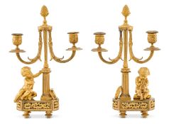 Paar 2-flamm. Leuchter, Louis-XVI.-Stil, 19. Jh.