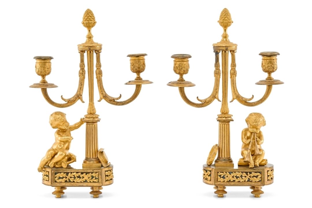 Paar 2-flamm. Leuchter, Louis-XVI.-Stil, 19. Jh. - Bild 1 aus 7