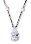 Platin-Kette mit Diamant-Tropfen von 5,02 ct.