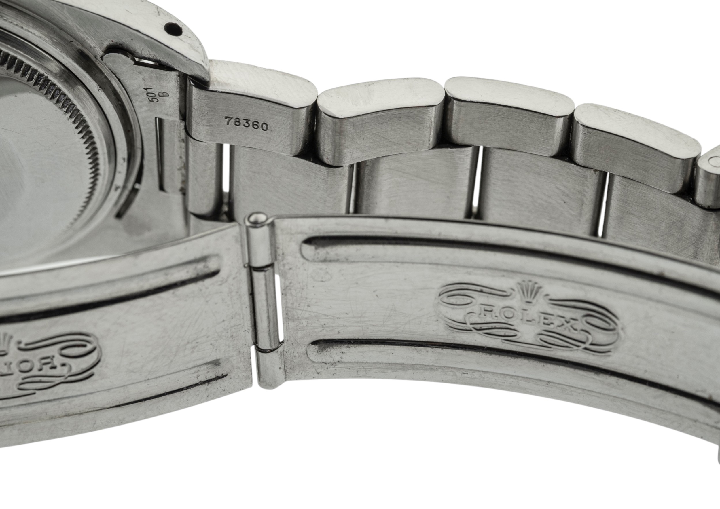 ROLEX: A STEEL SUBMARINER (NO DATE) WRISTWATCH Ref 5508, case No 180334; dial signed Rolex Oyster - Image 6 of 12