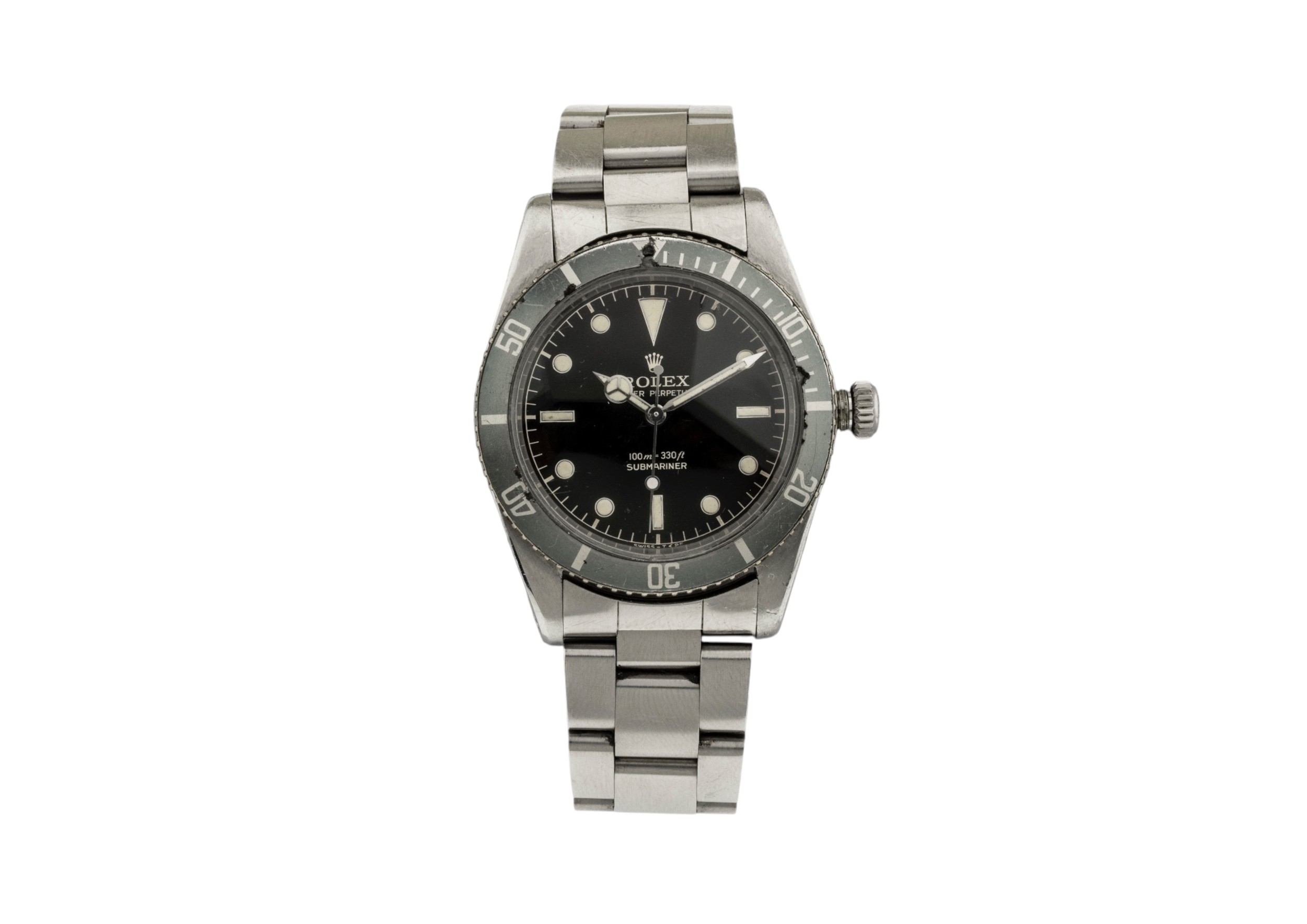 ROLEX: A STEEL SUBMARINER (NO DATE) WRISTWATCH Ref 5508, case No 180334; dial signed Rolex Oyster - Image 2 of 12
