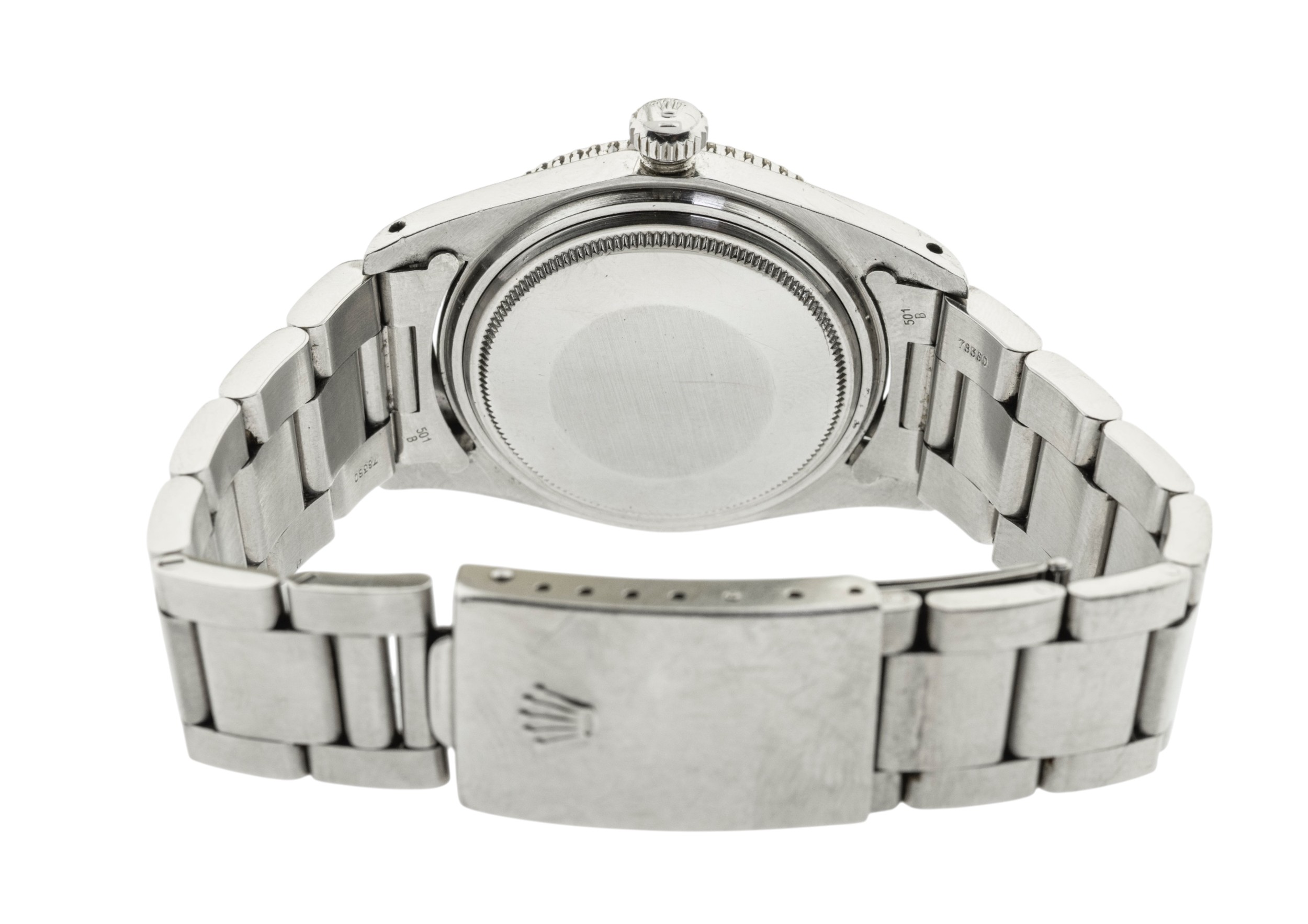 ROLEX: A STEEL SUBMARINER (NO DATE) WRISTWATCH Ref 5508, case No 180334; dial signed Rolex Oyster - Image 7 of 12