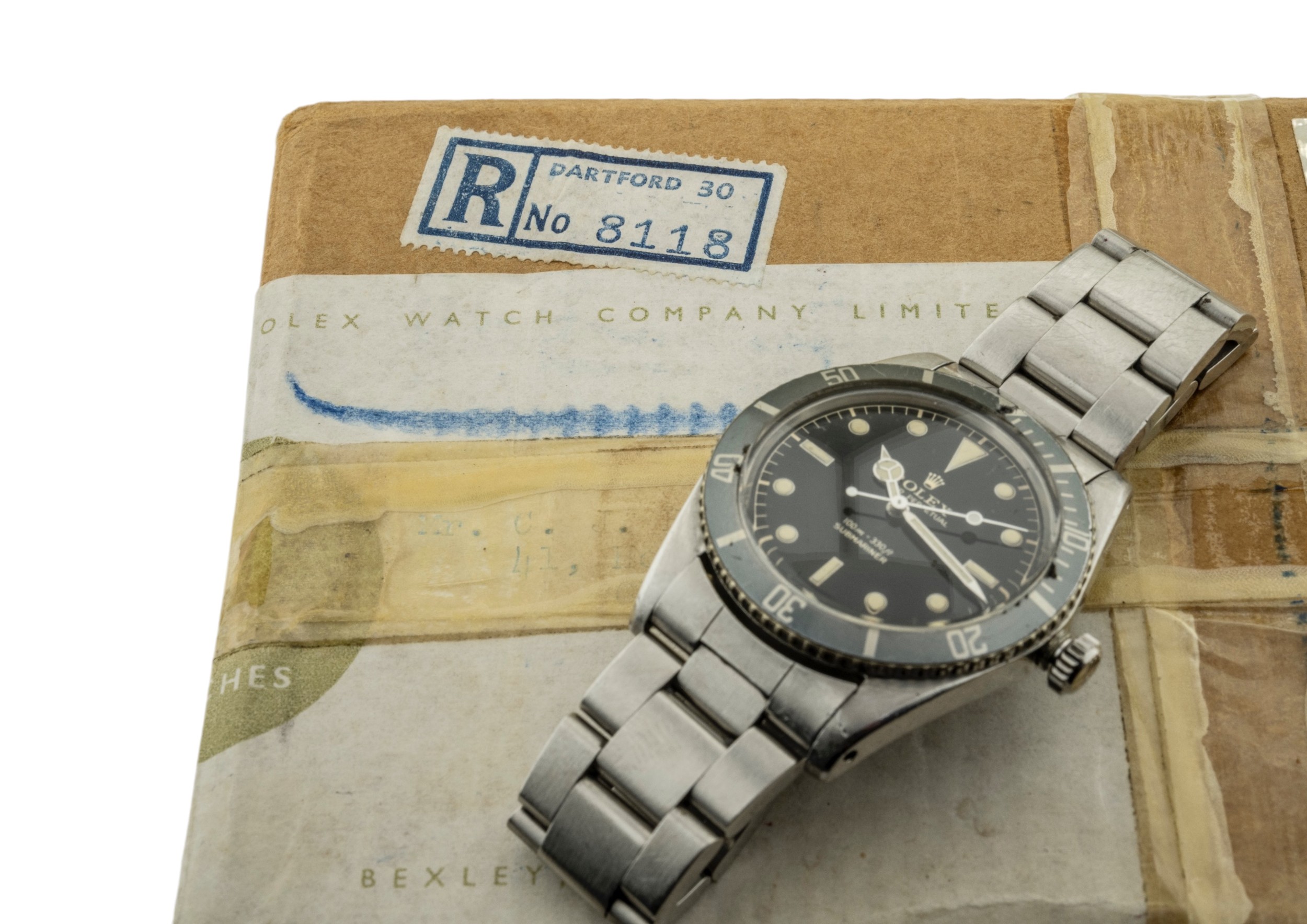 ROLEX: A STEEL SUBMARINER (NO DATE) WRISTWATCH Ref 5508, case No 180334; dial signed Rolex Oyster - Image 11 of 12