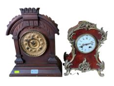 2 x Vintage mantle clocks - 1 x Eight day Tunis clock by Ansonia, New York 1891 & 1 x French Boulle