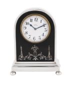 Y A SILVER AND TORTOISESHELL BOUDOIR 8-DAY TIMEPIECE