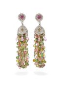 A PAIR OF GEM SET EARRINGS