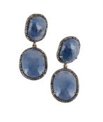 A PAIR OF SAPPHIRE AND DIAMOND EARRINGS