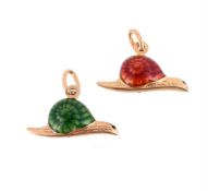 TWO ENAMELLED SNAIL PENDANTS