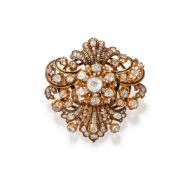 A DIAMOND AND ENAMEL BROOCH