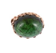 A GREEN TOURMALINE DRESS RING