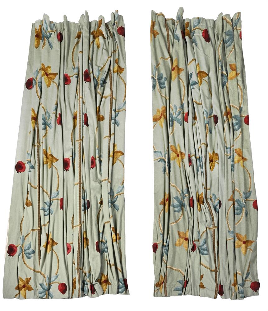A PAIR OF NINA CAMPBELL 'POMEGRANATE' PATTERN CURTAINS, MODERN