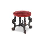A WILLIAM AND MARY EBONISED FRUITWOOD STOOL,CIRCA 1690