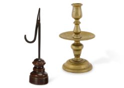 A BEECH AND IRON TABLE RUSHNIP, 18TH CENTURY AND LATER