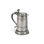 A RARE CHARLES II FLAT LID PEWTER FLAGON YORKSHIRE, CIRCA 1675-1685