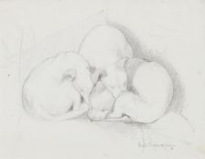 GEORGE PRICE BOYCE RWS (BRITISH 1826-1897), STUDY OF BULL TERRIER PUPS