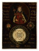 ENGLISH SCHOOL (LATE 16TH/EARLY 17TH CENTURY), PORTRAIT OF EDWARD III WITH MOTTO AND INSIGNIA