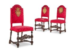 A SET OF THREE CHARLES II BEECH SIDE CHAIRS, CIRCA 1680