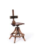 A BEECH AND WALNUT ARTIST'S OR DRAUGHTSMAN'S ADJUSTABLE CHAIR