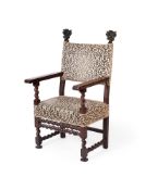 A NORTH ITALIAN WALNUT ARMCHAIR, POSSIBLY BOLOGNA, 17TH/18TH CENTURY