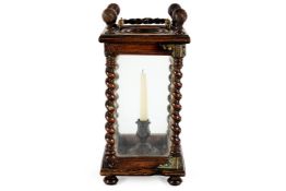 A GLAZED WALNUT HAND LANTERN, VENETIAN, LATE 17TH CENTURY
