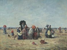 C. DUPRÉ (FRENCH 20TH CENTURY), IN THE MANNER OF EUGÈNE BOUDIN, FIGURES ON A BEACH