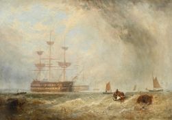 ENGLISH SCHOOL (19TH CENTURY), BRITISH MEN-0-WAR ANCHORED IN THE SOLENT