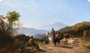 JOHN FREDERICK TENNANT (BRITISH 1796 - 1872), FIGURES IN THE BREACON BEACONS WITH SHEEP AND COWS
