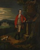 CIRCLE OF ARTHUR DEVIS (BRITISH 1711-1787), PORTRAIT OF A HUNTSMAN WITH A HOUND BY AN URN